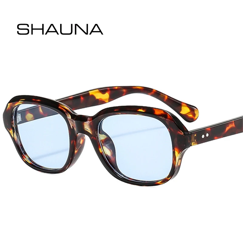 

SHAUNA Vintage Oval Sunglasses Women Fashion Clear Ocean Lens Shades UV400 Eyewear Men Rivets Punk Sun Glasses