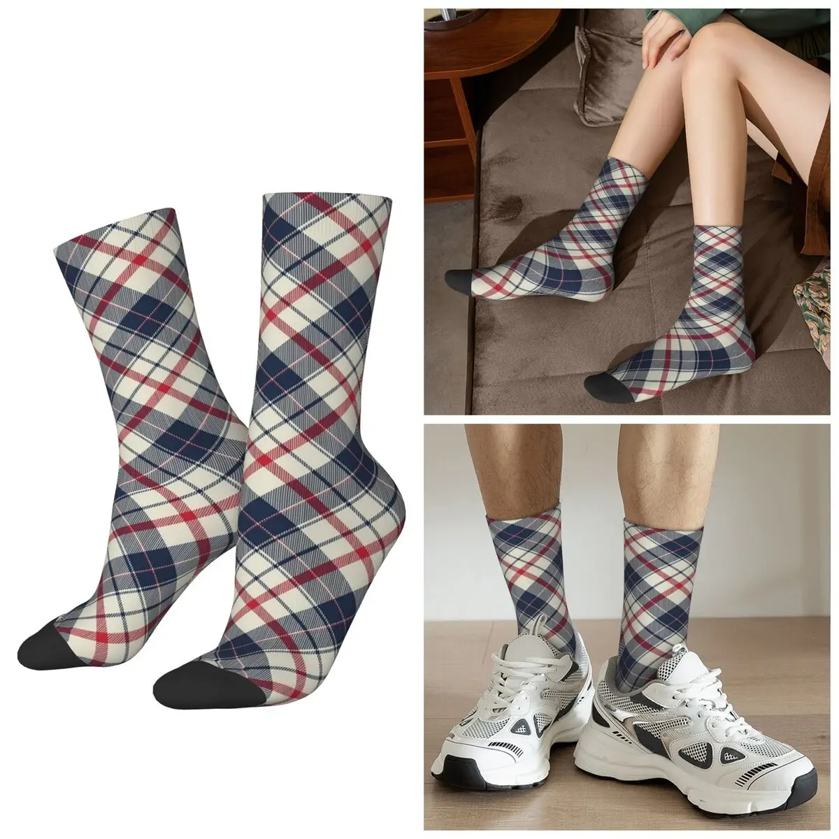 

All Seasons Plaid Print Socks Harajuku Crew Socks High Quality Stockings for Men Women Christmas Gifts