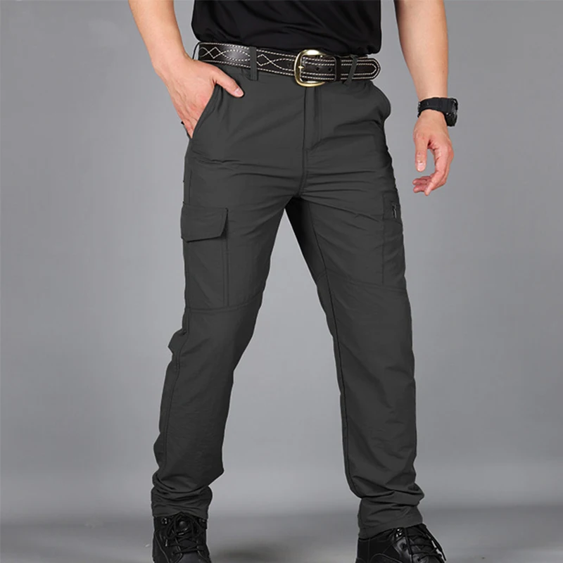 Summer Casual Lightweight Army Military Long Trousers Male Waterproof Quick Dry Cargo Camping Overalls Tactical Pants Breathable