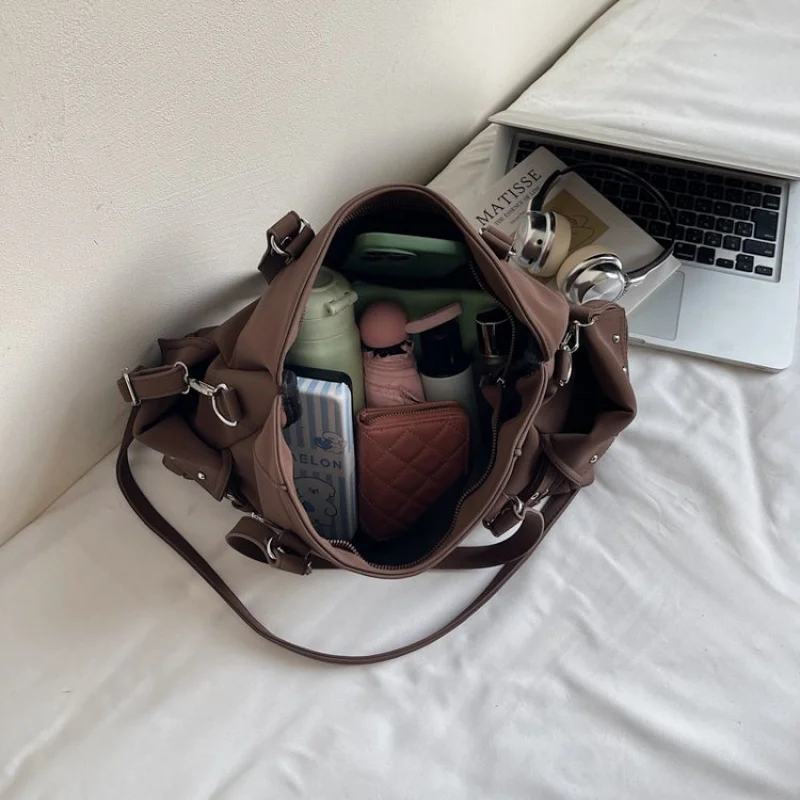 

Trendy-sunny 2025 Новая женская роскошная брендовая кожаная большая сумка известного дизайнера, винтажная популярная повседневная сумка ​