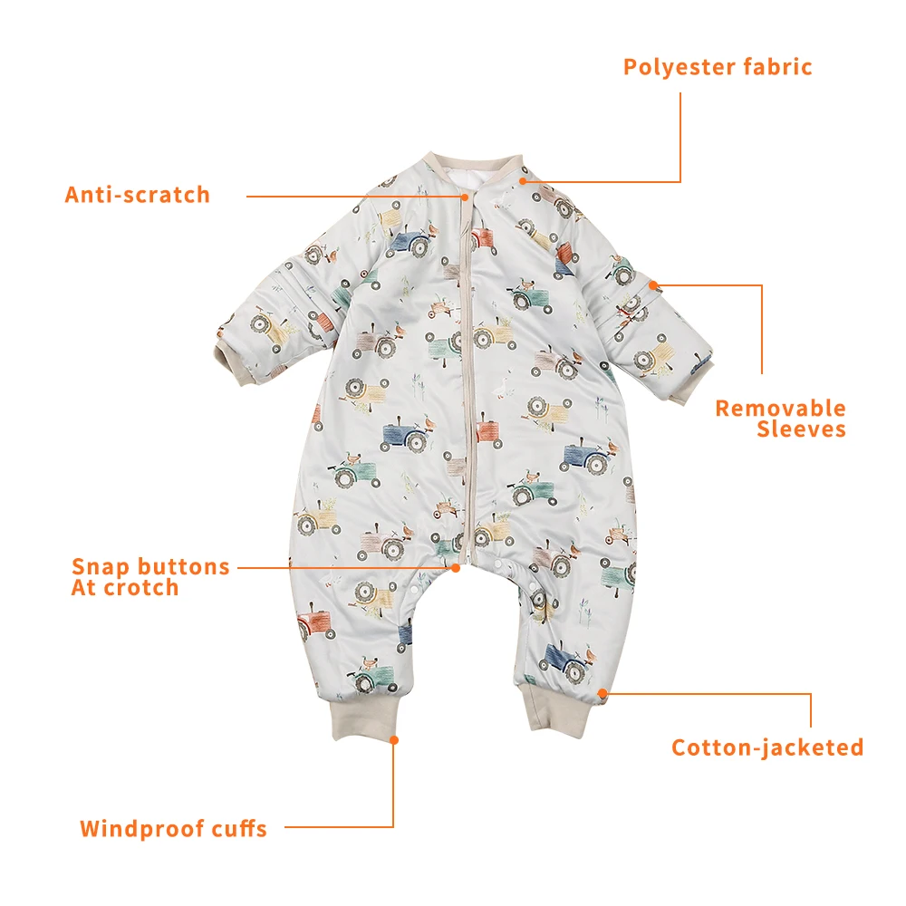 HappyFlute Saco de dormir de manga larga con dibujos animados de invierno, pierna dividida, tela gruesa para bebé de 0 a 6 años