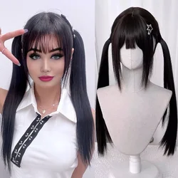Synthetic wig Lolita cosplay double ponytail long straight hair anime game cosplay hair extensions Halloween Christmas dress up