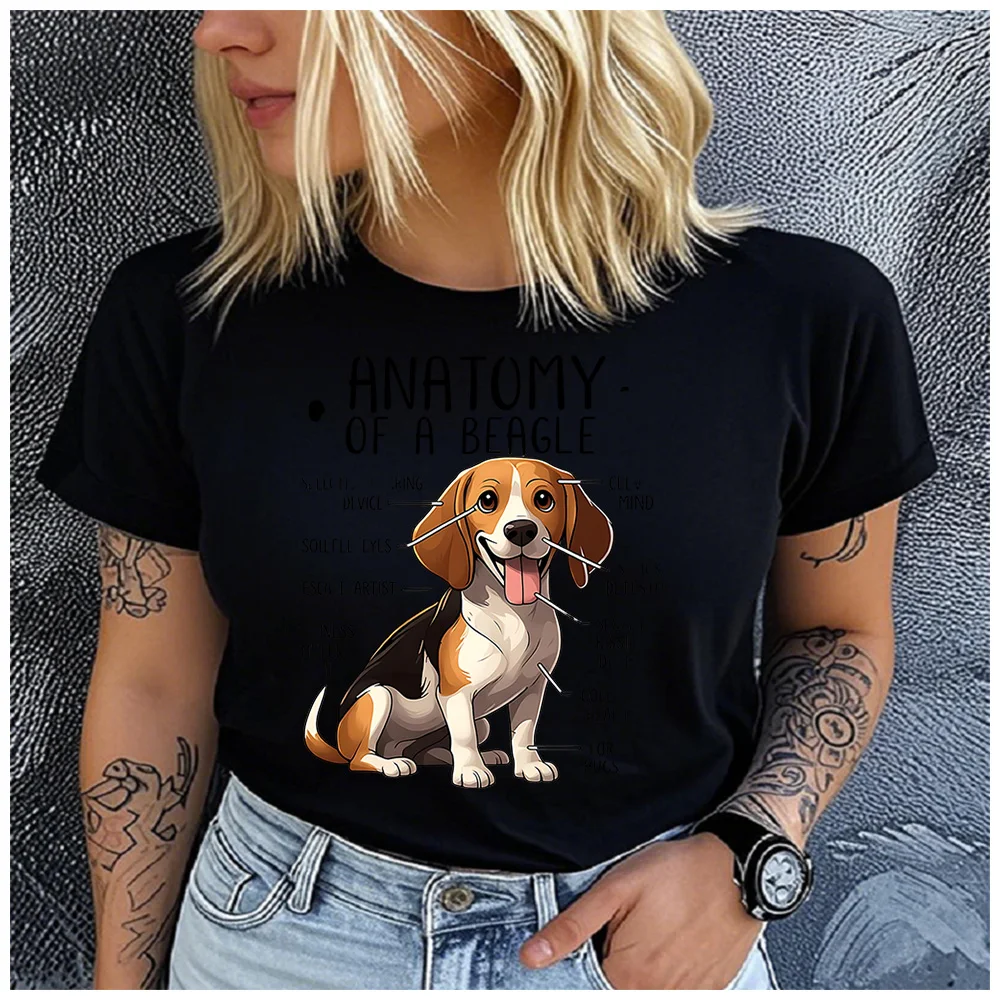Cotton 100% Funny Anatomy Of A Beagle Print T Shirt Women Beagle Puppy Lover Casual Daily Basic Short Sleeve Top