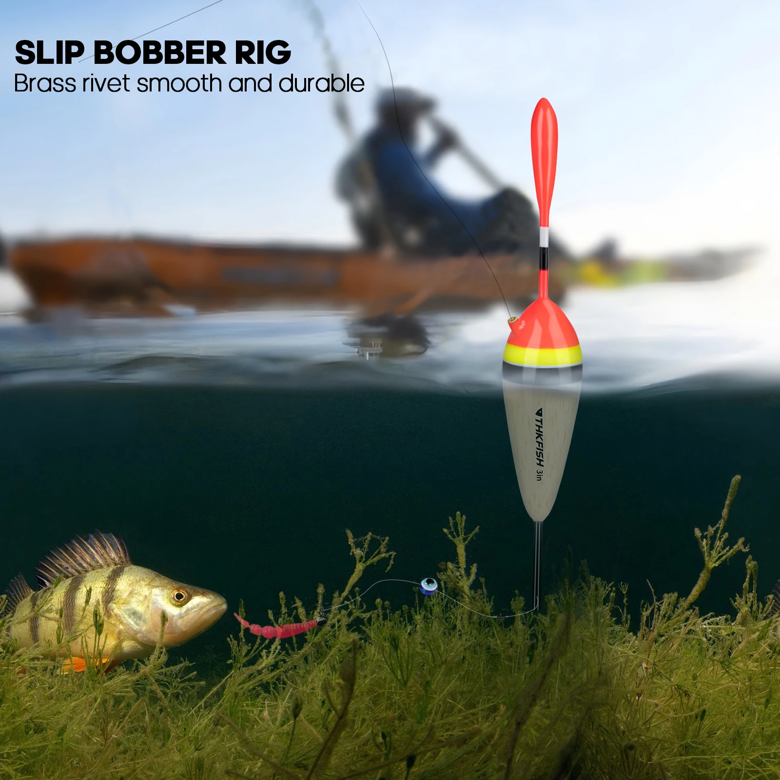5pcs THKFISH Balsa Wood Slip Bobbers for Fishing 2in 2.5in 3in Fishing Sliding Floats Bobber Buoys for Crappie Panfish Trout