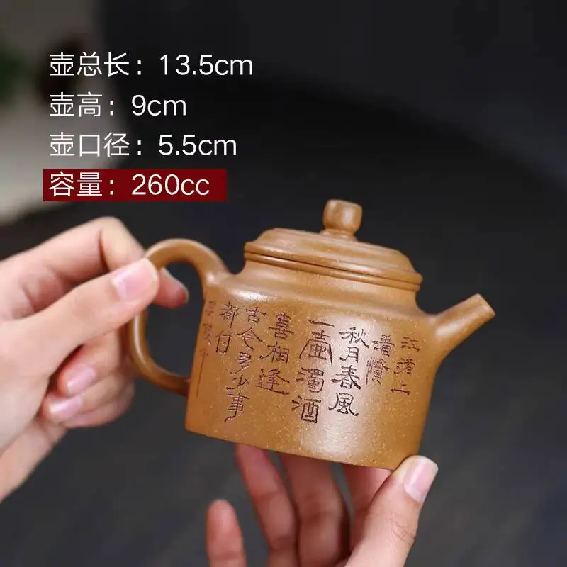 Changtaoyixing Zisha Teapot Handmade Tea Pot By Tao Shunqing, Golden Old Segment Gao De Zhong, 260Cc