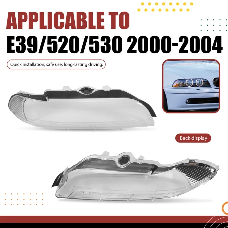 Cubierta  faro  coche para BMW serie 5 E39 2000-2004, lente  faro, carcasa  faro, cristal recho