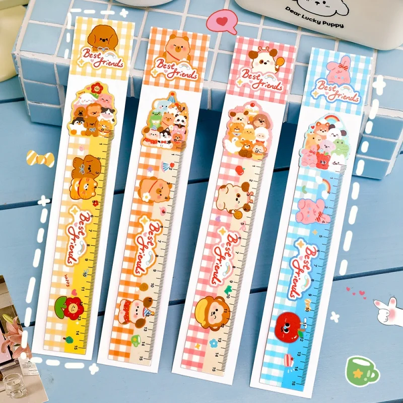 40pcs/lot Kawaii Animal Magnetic Ruler Cute Bookmark Measuring Drawing Tool Promotional Gift School Supplies