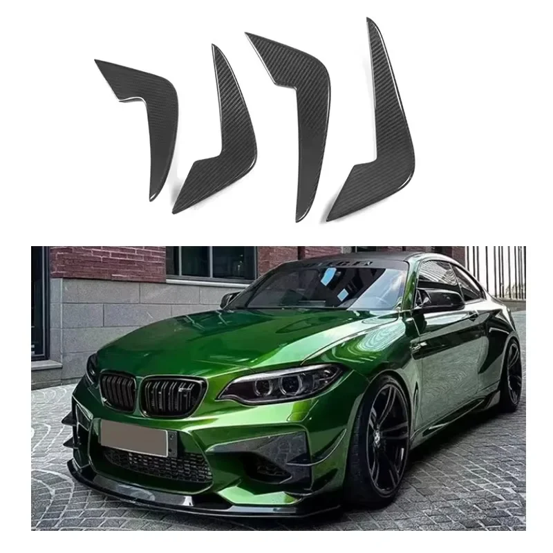 

4pcs For BMW F87 M2 2014-2022 AC Style Dry Carbon Fiber Auto Parts Front Bumper Trims Canards Bumper Side Wing Body Kits