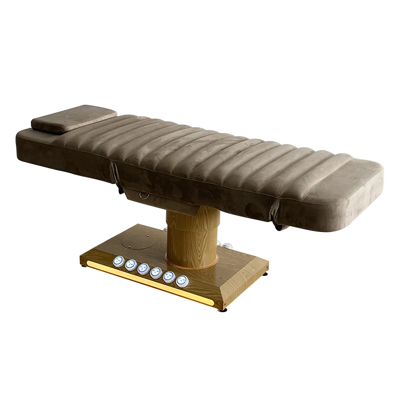 

Classic Velvet Gold Metal Base Electric Beauty Massage Bed Customizable Color Face Bed