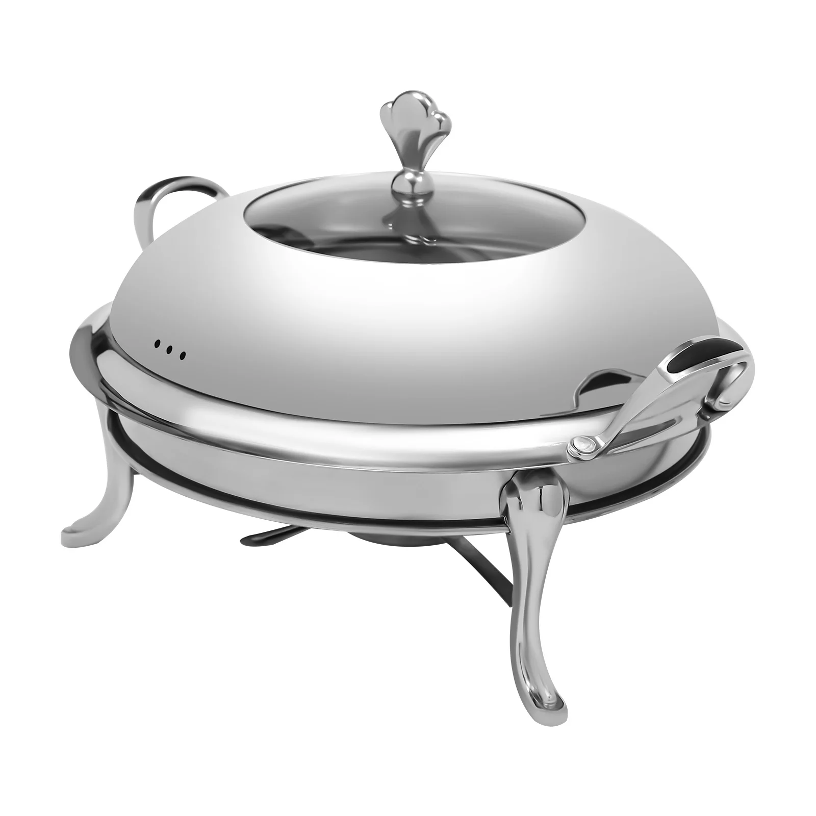 

Stainless Steel Chafing Dish with 5L Capacity, Alcohol Fuel, Silicone-Coated Handles, Easy Assembly & Cleaning