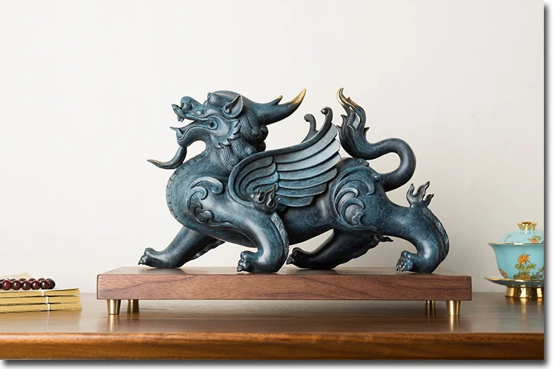 Large TOP art Collection high grade Home company living room bring wealth GOOD LUCK Royal Dragon PIXIU FENG SHUI brass statue