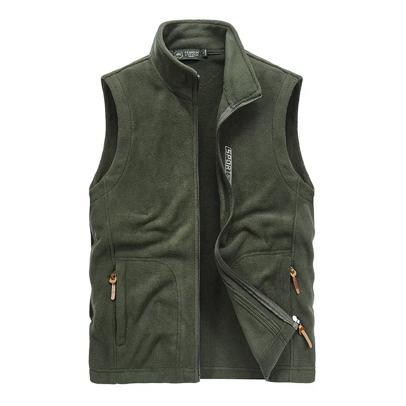 MAIDANGDI Men's Vest Spring and Autumn Fleece Sleeveless Shake Fleece Vest for Outdoor Sports Fleece jacket and shoulder