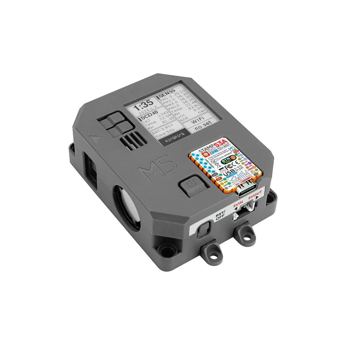 Official M5Stack Air Quality V1.1 Low Power Monitor Stamp-S3A PM2.5 CO2 VOC Sensor E-ink Screen