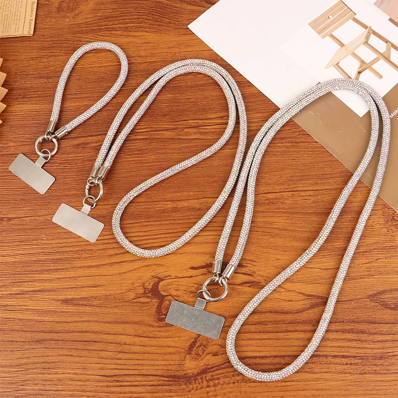 INS Style Glitter Rhinestone Phone Lanyard Bright Bling Bling Diamond Crystal Keychain Anti-lost Wrist Rope Phone Accessories