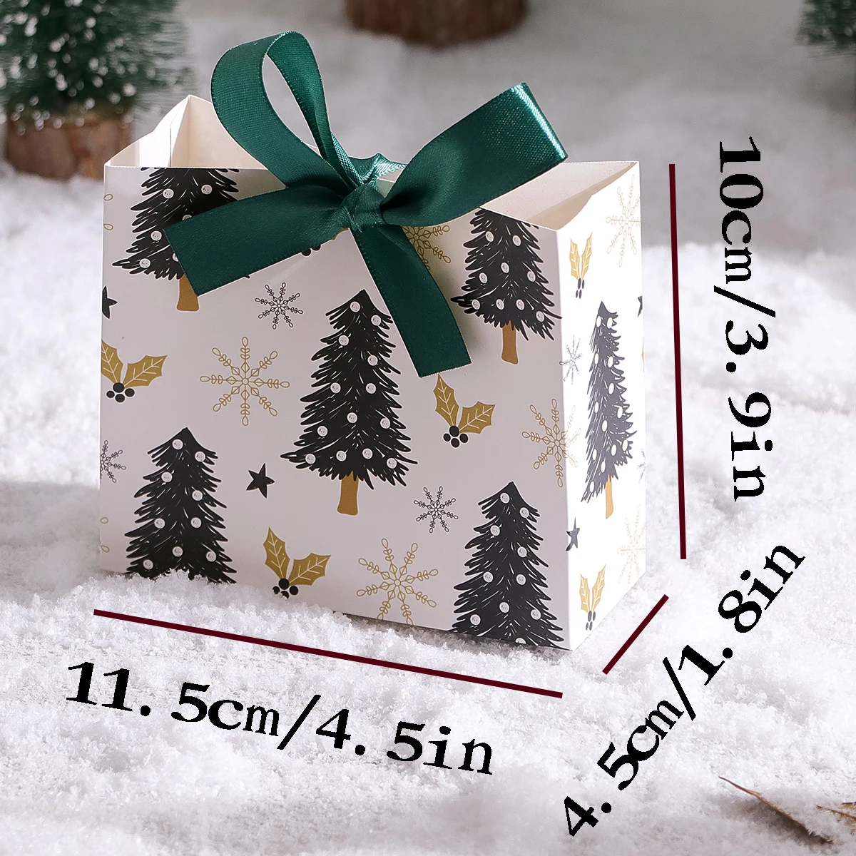 10 عبوات من علب هدايا عيد الميلاد مع أكياس هدايا صغيرة للعطلات بأنماط متنوعة للحلوى والشوكولاتة والهدايا الصغيرة | المثالية ش #6