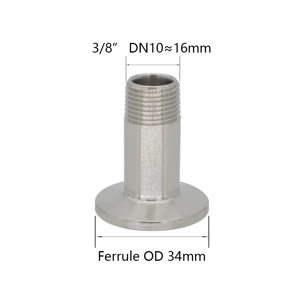 YQBS ذكر الخيوط 1/4 "3/8" 1/2 "إلى ثلاثي المشبك الطويق 304 تركيب أنابيب الفولاذ المقاوم للصدأ الصحية #5