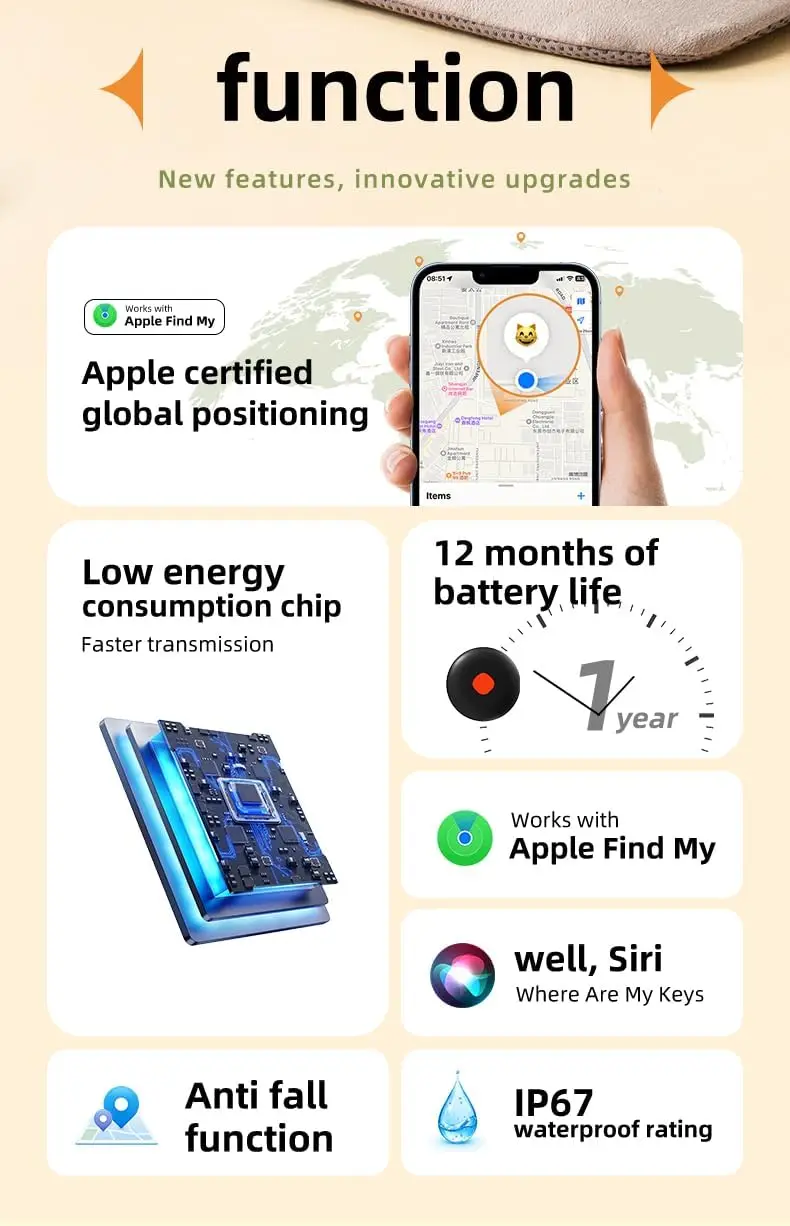 AirTags - Waterproof Mini Tracker | Works with Apple Find My (iOS Only) | Key Finder for Keys, Kids, Pets, Car, Luggage