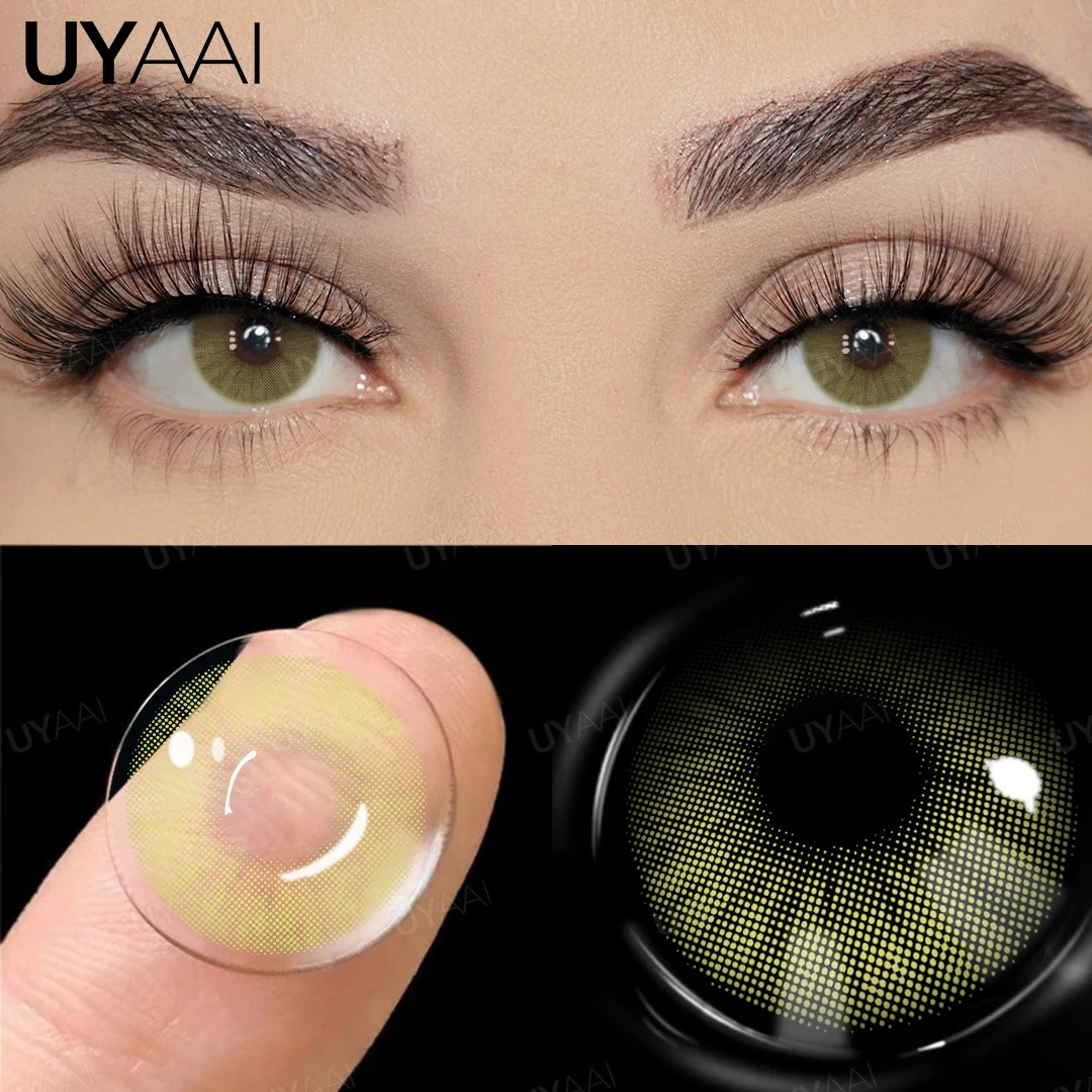 UYAAI Natural Colored Eyes Optical Lenses Cosmetics Brown Pupils Free Delivery Green Eye Contacts Lense Gray Discount Beauty Len