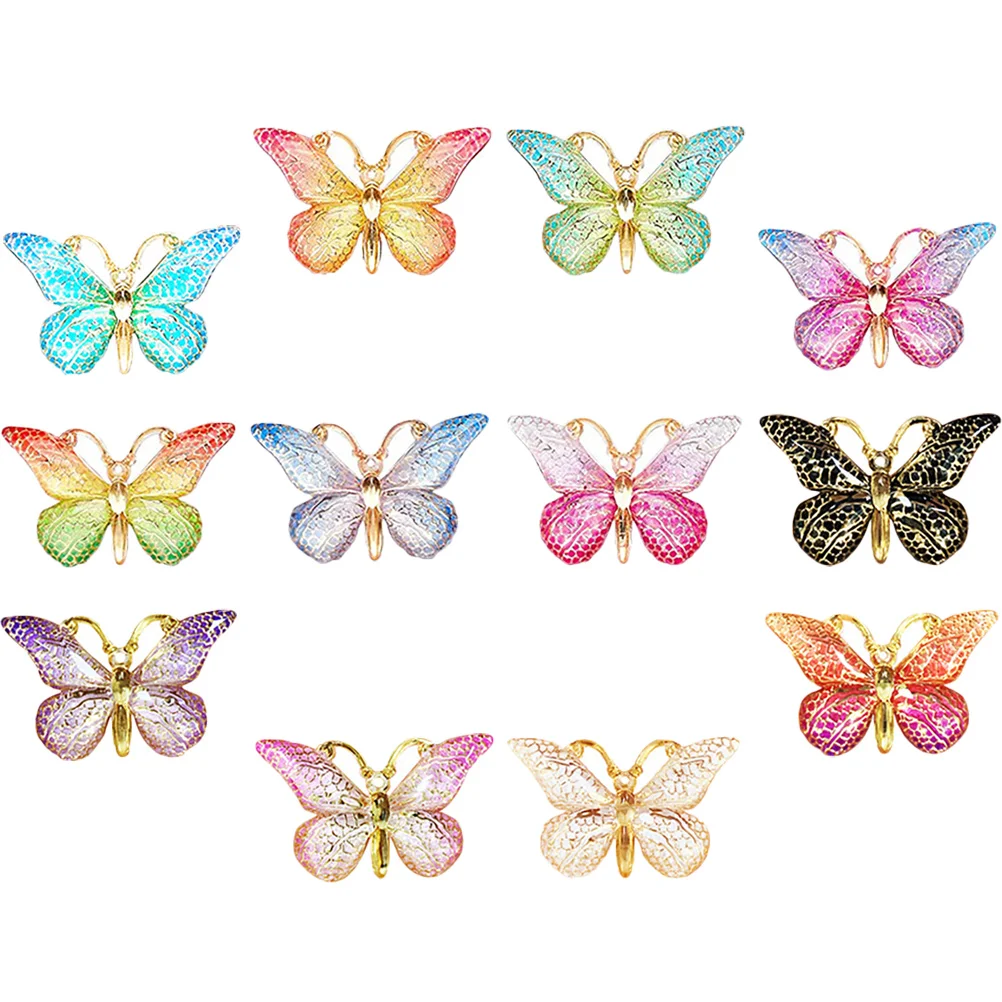 12 Pcs I-shaped Nail Wall Decoration Fixing Acrylic Pushpins Small Thumb Tacks Butterfly Daily Use Desk Accessories for Women