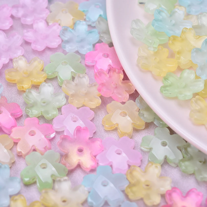 Random Mix Glass Flower Bead Caps For Jewelry Making Supplies Small Hole Sakura Accessories Vintage Materials To Make Bracelets