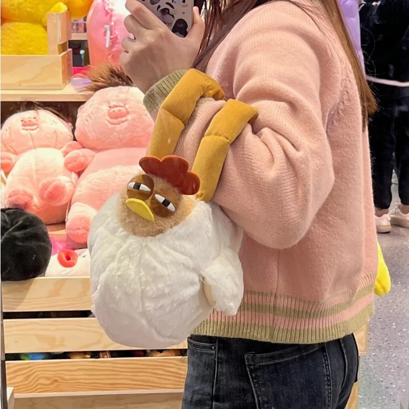 Fur Chicken Plush Bag Ugly Hen Shape Handbag Funny Kawaii Chicken Pendant Keychain Doll Satchel Purse for Women Birthday Gifts view 6