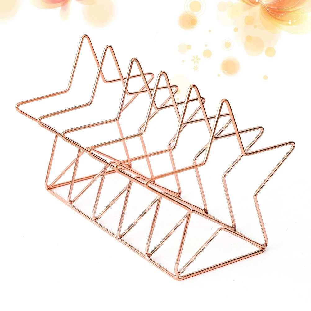 

Wrought Iron Bookshelf Rose Gold Shelves Desktop Storage Rack Organizer Holder Office