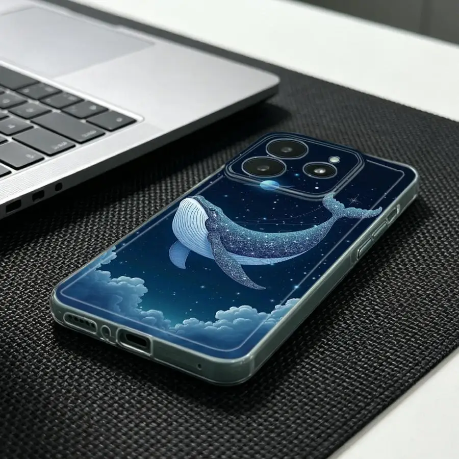 Glowing Whale Tail Print Soft Phone Cover Case for Xiaomi Redmi Note 15 11S 9 10 13C 10S 11 14C Note 13 14 Pro Plus 12S 12 A4 view 2