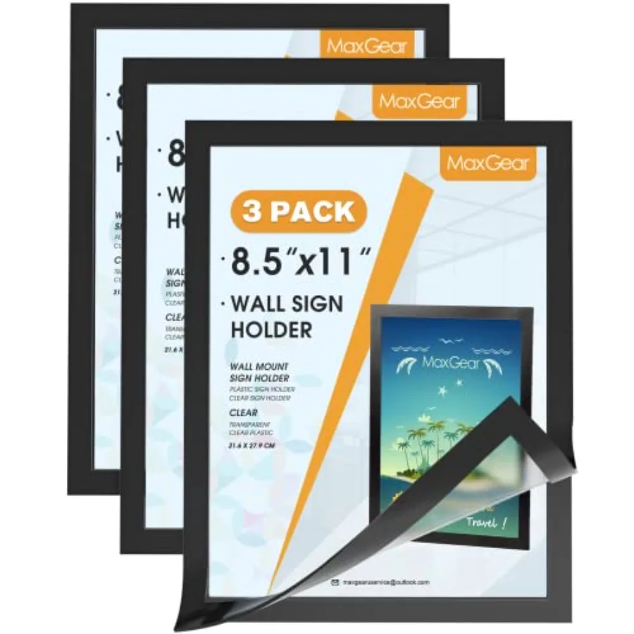 Magnetic Sign Holder 8.5 x 11 Magnetic Paper Holder, Strong Self-Adhesive Backing, Magnetic Front Opening, Clear PVC, Easy Inse