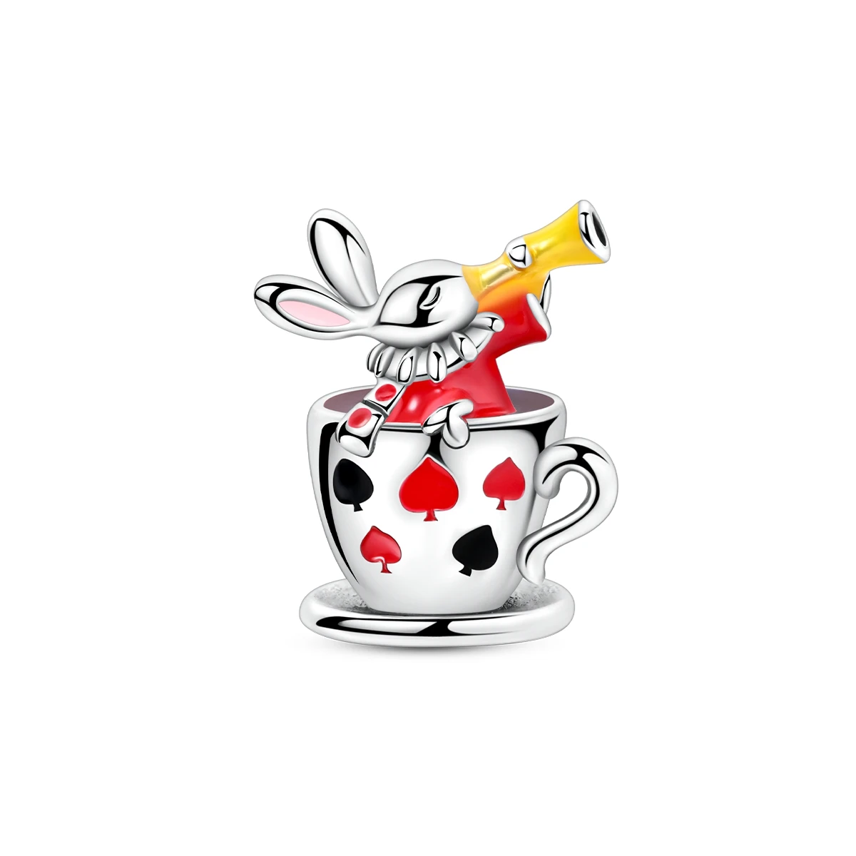 

925 Sterling Silver Bead Poker Teacup Rabbit Fit Original Bracelet Making Charm For Girl Woman Jewelry Gift