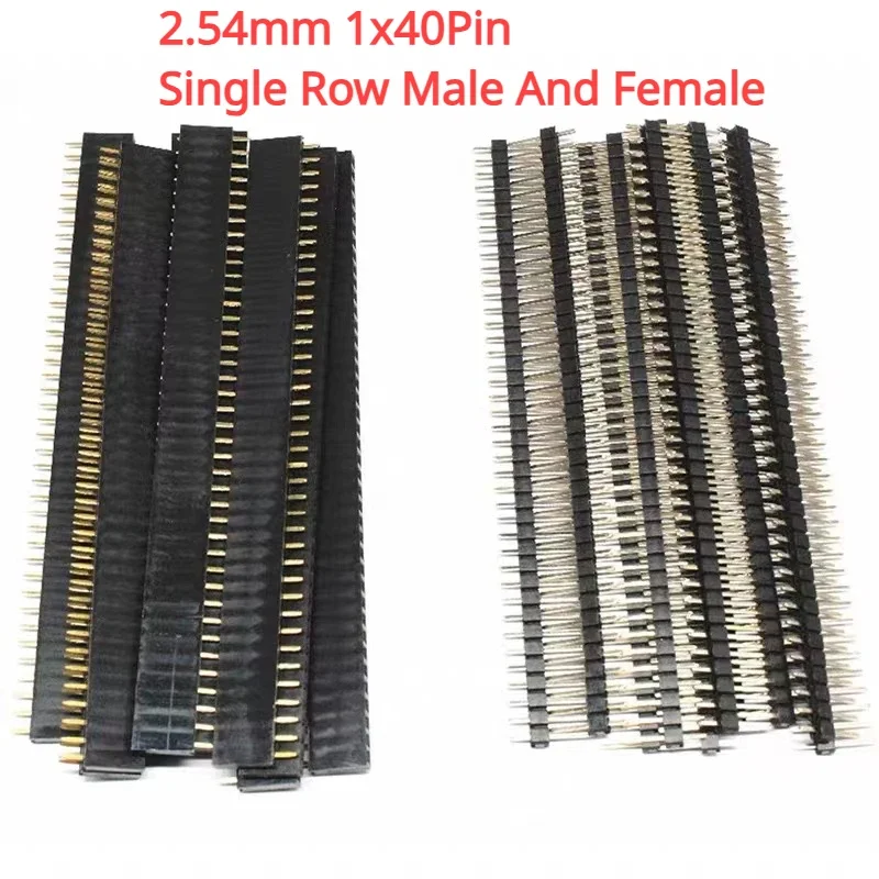 10Pcs 2.54mm 40Pin 1x40Pin Single Row Male And Female 2.54 Breakable Pin Header PCB JST Connector Strip For Arduino DIY Kit