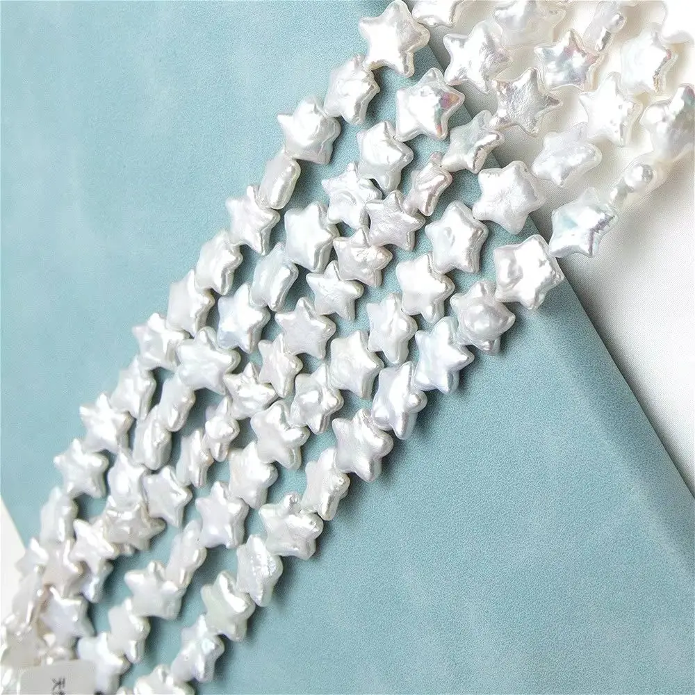 

11-12mm White Natural Freshwater Pearl Star Shaped Baroque Loose Spacing Beads Jewelry DIY Necklaces Accessories 1Strand