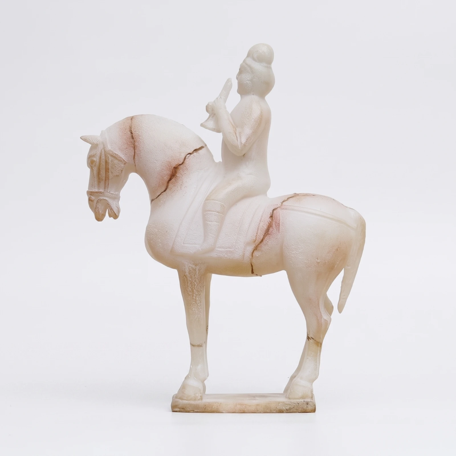 Horse Statue with Mounted Figure Carved Horse and Mounted Figure Sculpture Equestrian Figurine Decorative Ornament