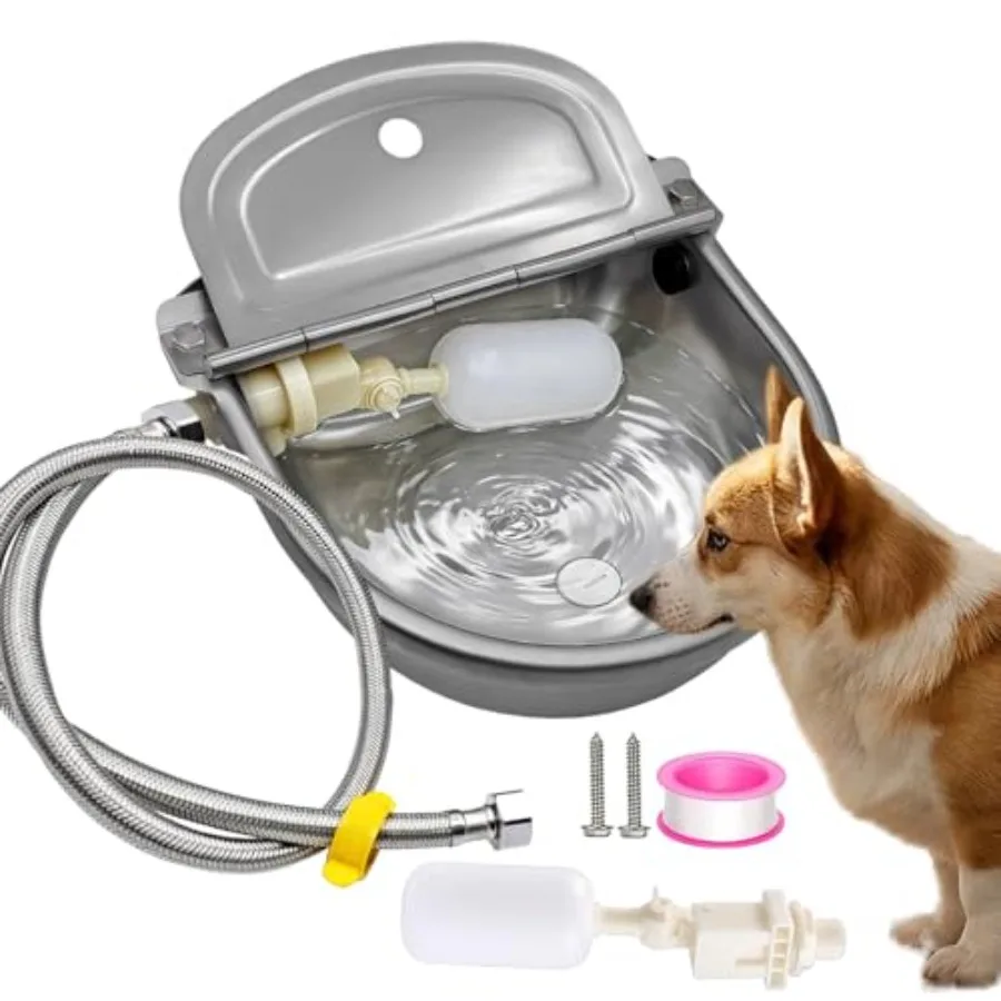 

Automatic Water Dispenser for Dog Water Bowl Dispenser Large Size Stainless- Waterer Feeder Self Filling Water Trough for Poult