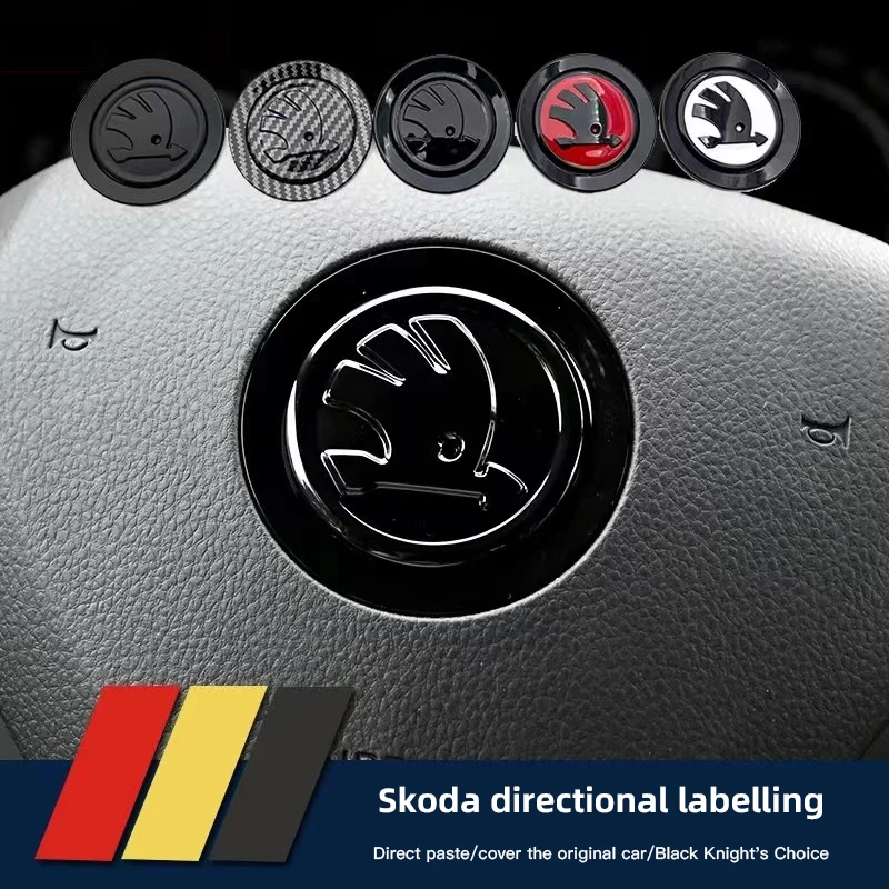 Car Steering Wheel Badge Emblem Sticker Auto Interior Accessories For Skoda Octavia Rapid Kodiaq Karoq Fabia Kamiq Superb