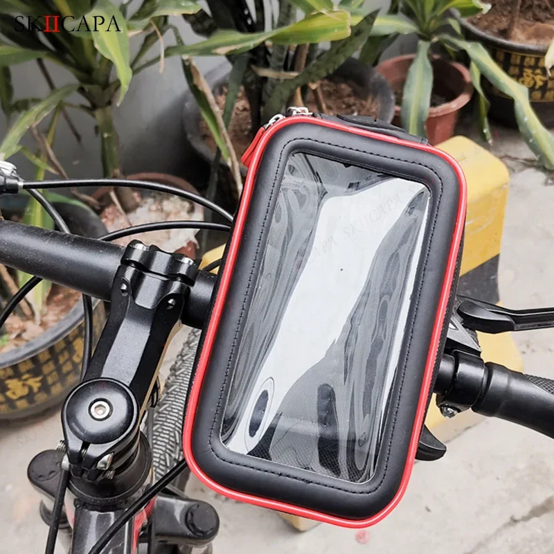 Waterproof Motorcycle Bicycle Phone Holder Handlebar Phone Case Bag for iPhone 16 15 Pro Max Xiaomi Motorbike Mobile Stand Mount