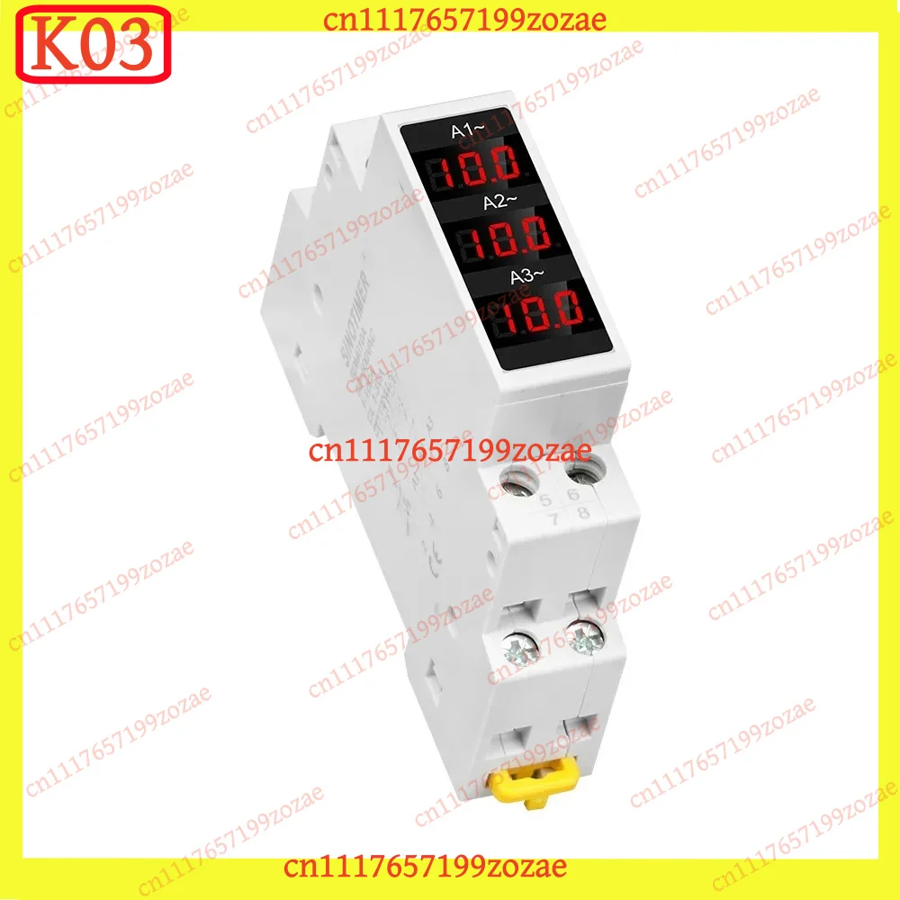 For 3 Phase Mini Current Meter AC 80-500V 1-100A Din Rail LED Digital Display Modular Ampere Gauge Universal Version
