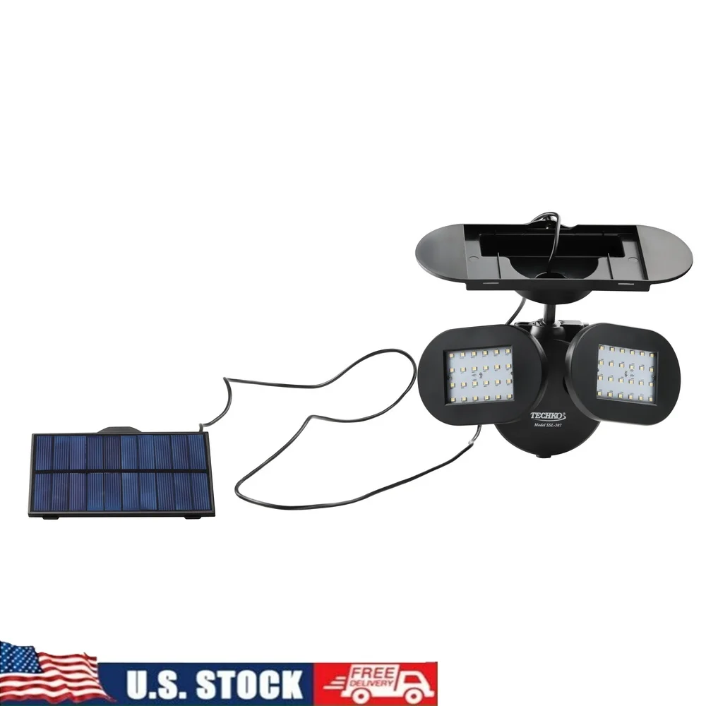 

Solar Security Light Twin with Removable Solar Panel Waterproof Outdoor Energy Saving Eco Friendly Adjustable Charging Easy