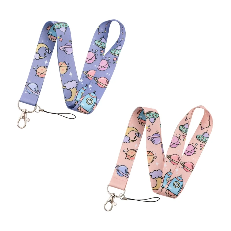 

1 шт., милый мультяшный полиэстеровый ремешок для космического пространства, держатель для идентификационной карты, держатель для именной бирки медсестры, студенческий автобус, ключ для автобусной карты, веревка для защиты от потери шеи