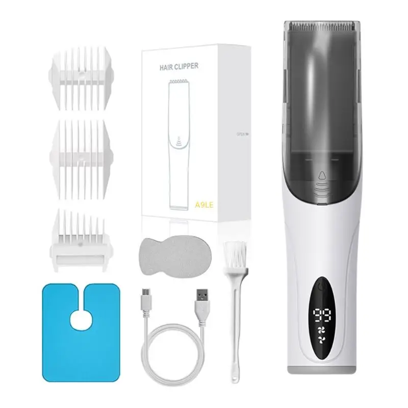 

Kids Cordless Hair Trimmer with Built In Suction 3 Guide Comb Quiet Operation Rechargeable Baby Grooming Clippers