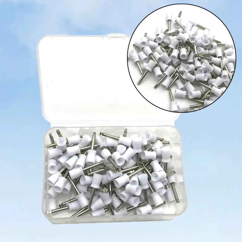 

100 шт., резиновая чашка для полировки зубов, защелка типа для низкоскоростного наконечника, чистка зубов, отбеливание