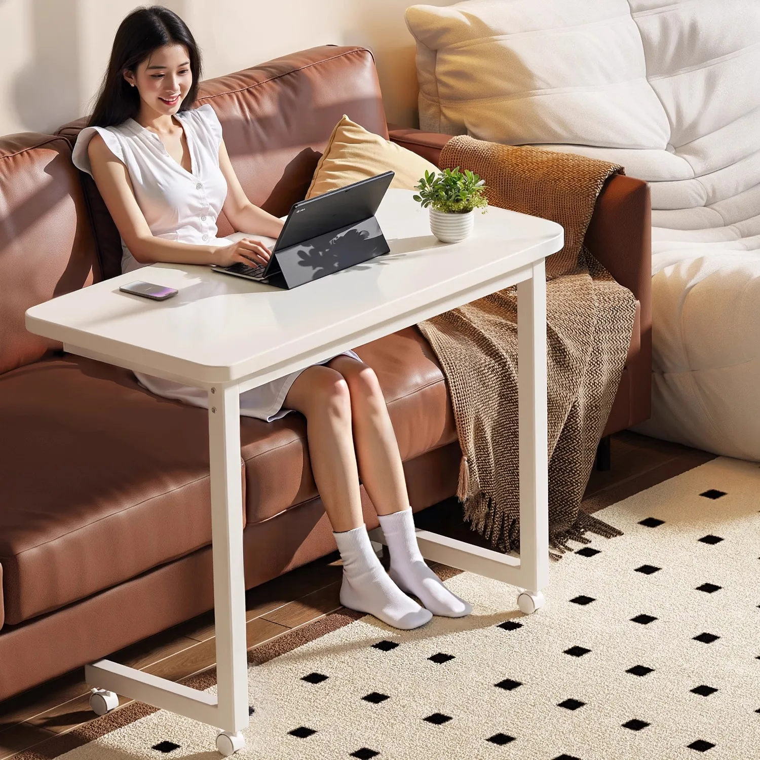 AOLIVIYA Gaming Table PC Computer Desk Office Study Mesa Mobile Sofa Side Wheeled Coffee Bedroom Home Simple Desktop