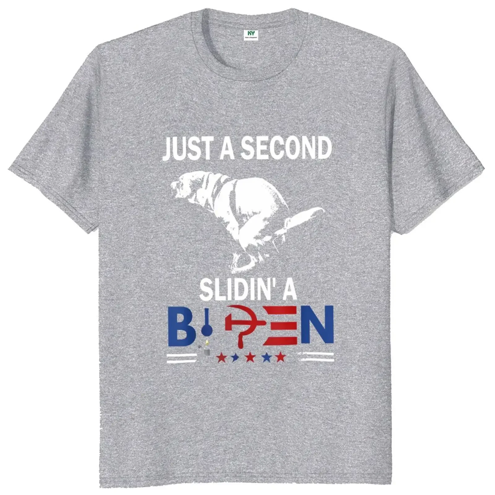 Just Second Slidin' A Biden T Shirt Funny Biden Political Memes Tee Tops 100% Cotton Unisex Casual Men T-shirt Size Round Collar