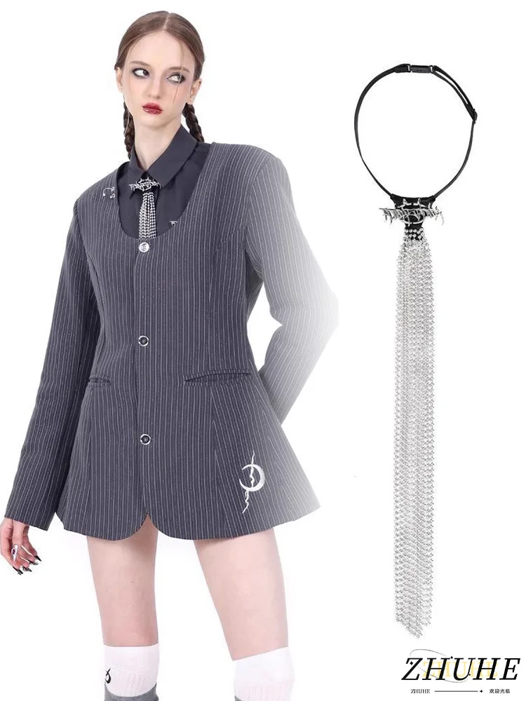 

Three-dimensional Combination Pearl Y2K Millennium Tie Punk Men's And Women's large Tassel Necklace Versatile And Personalized