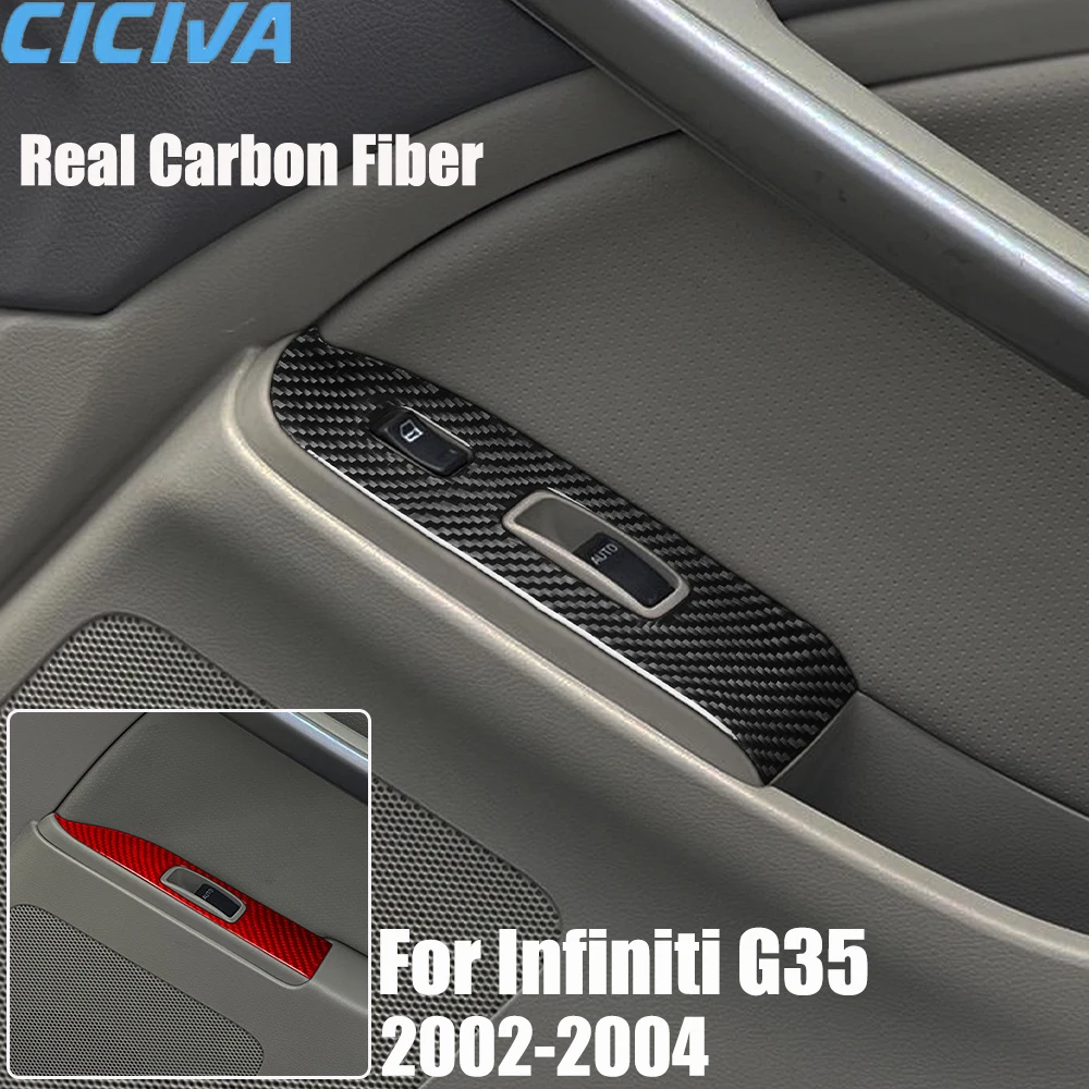 

Real Carbon Fiber Car Accessories Window Lifting Set Decorative Trim Cover Soft Sticker For Infiniti G35 V35 2002 2003 2004