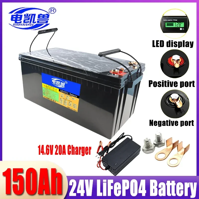 24V 12V 100Ah 200Ah 320Ah LiFePo4 Battery Built-in BMS Lithium Iron Phosphate Cells For Outdoor Camping Golf Cart Solar Storage