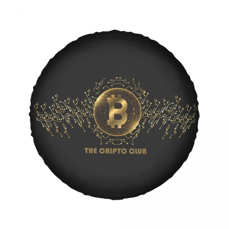 Golden Bitcoin Spare Tire Cover for Jeep Mitsubishi Pajero Custom Btc Blockchain Cryptocurrency Car Wheel Covers 14