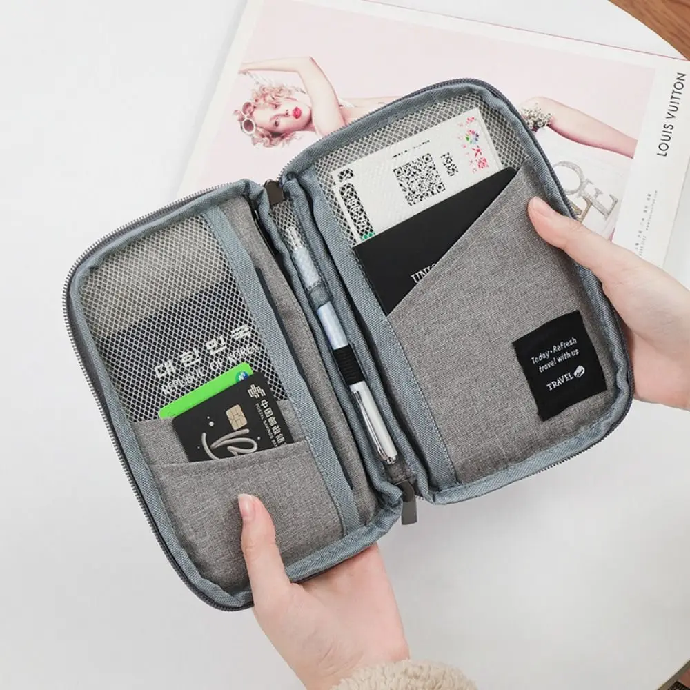 Travel Accessories Travel Wallet Ticket Holder OX Cloth Family Passport Holder Zipper Passport Protective Cover Document Case view 3