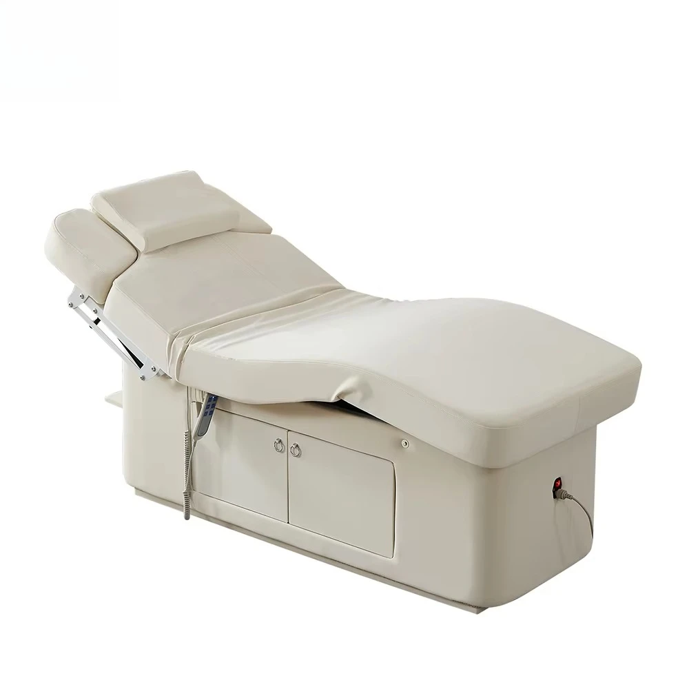 

Facial Spa Lash Bed Cosmetic Luxury Modern White Gold Salon Furniture 3 Motor Electric Facial Beauty Massage Bed