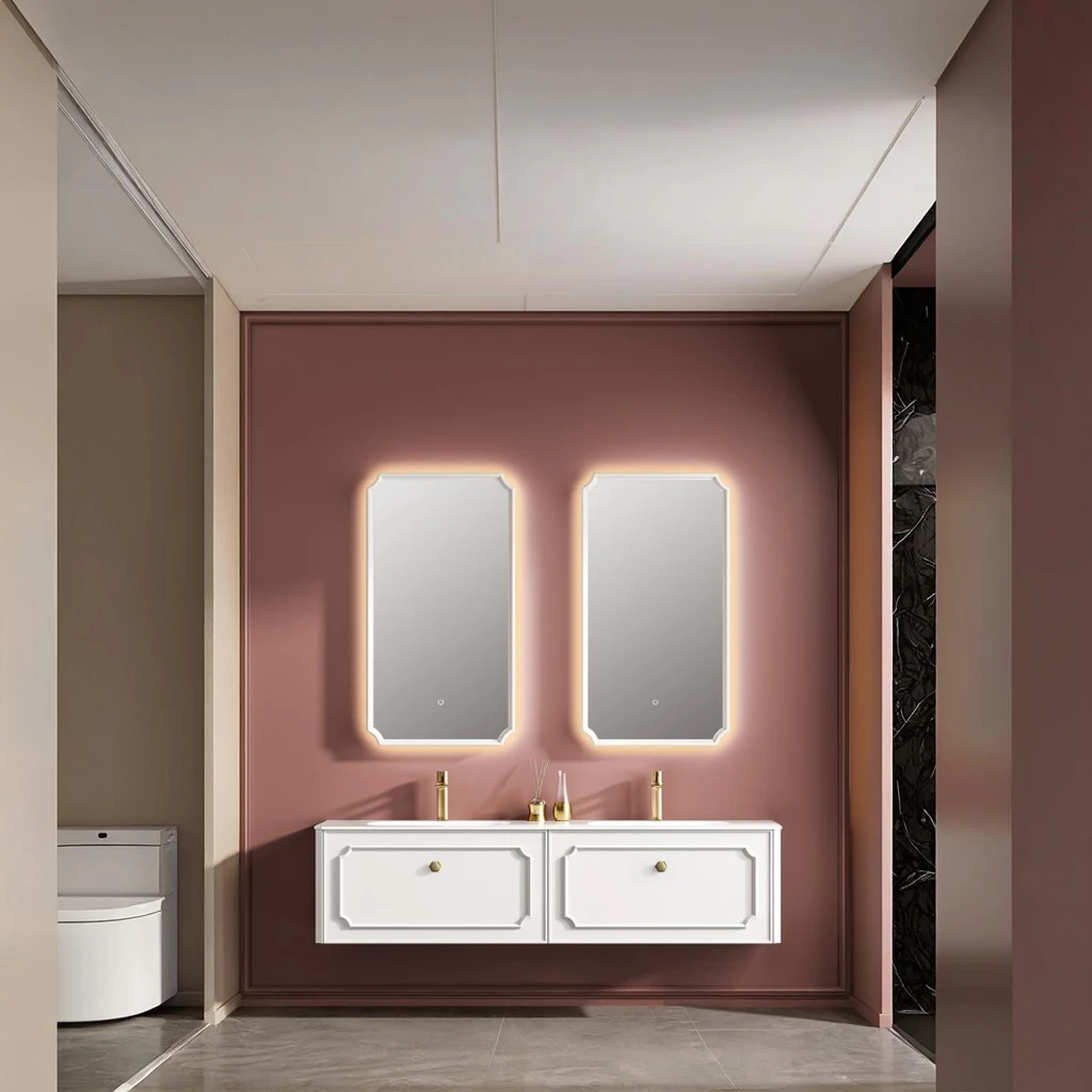 Modern Luxurious Bathroom Vanity Combo Solid Wood With New Design & Smart Mirror Waterproof Cabinet For Home Or Hotel Use