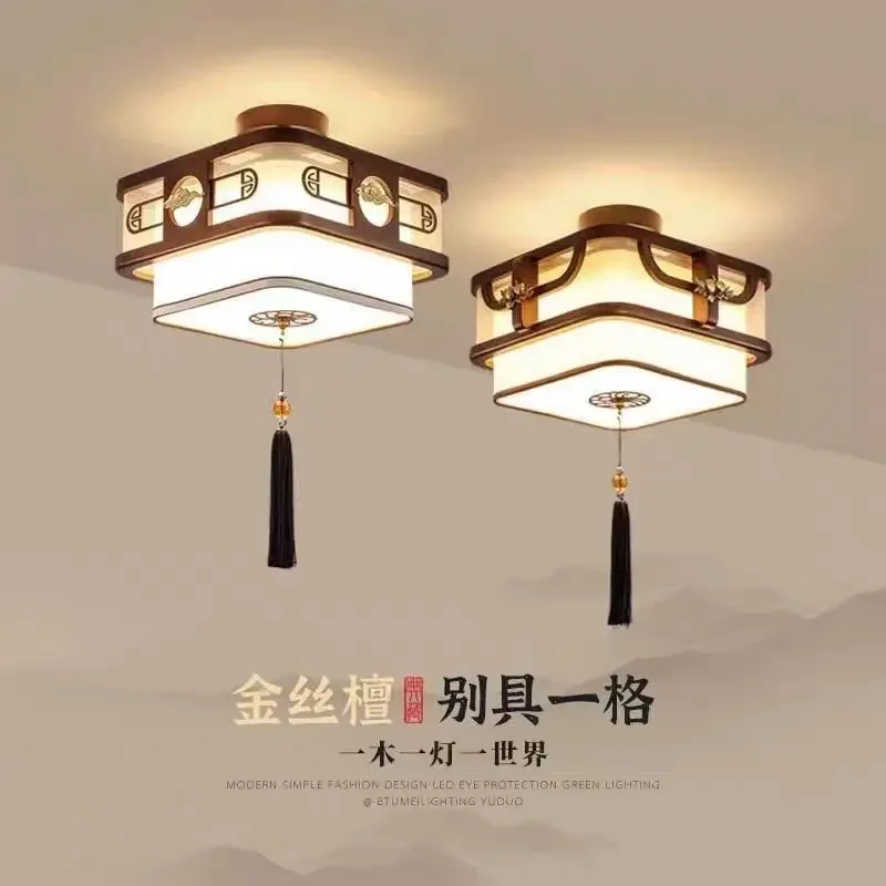 أضواء الممر الصيني الجديدة لعام 2025، مصابيح كلاسيكية على الطراز الصيني، دراسة غرفة نوم الأسرة، شرفة الممر، أضواء من الخشب الصلب